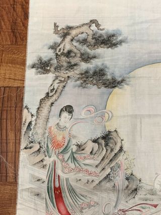 Unique Possibly Rare Antique Chinese Silk Immortal Panel Signed 9
