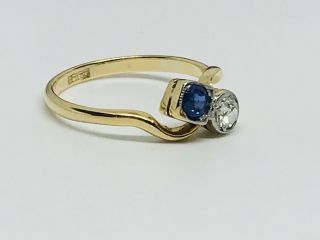 Diamond and Sapphire Crossover ring in 18ct gold Size N 2
