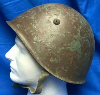 Wwii Italian Army M33 Steel Helmet With Leather Liner And Chinstrap Model 1933