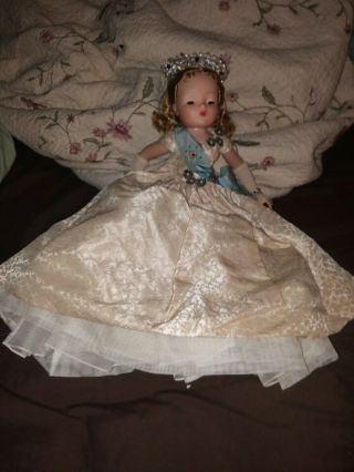 Vintage Madame Alexander 20 " Cissy Queen Elizabeth Doll Tagged Gown Crown