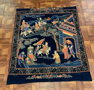 Lovely Unique Antique Chinese Silk Panel Painted With Details Qing