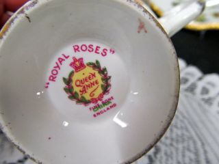 QUEEN ANNE TEA CUP AND SAUCER ROYAL ROSES TEACUP CUP & SAUCER YELLOW ROSE 7