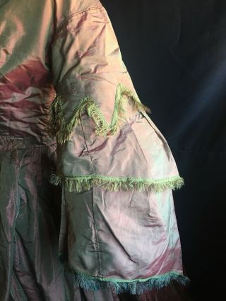 CHANGEABLE 1850s PINK SILK ANTIQUE PAGODA SLEEVES DRESS 5