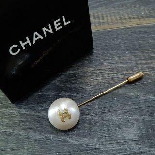 Chanel Gold Plated Cc Logos Imitation Pearl Vintage Pin Brooch 4369a Rise - On