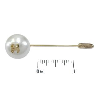 CHANEL Gold Plated CC Logos Imitation Pearl Vintage Pin Brooch 4369a Rise - on 2