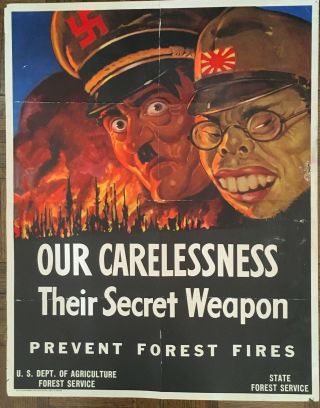 World War Ii Poster: Our Carelessness Their Secret Weapon 22 " X 28 " (1943)