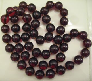 Estate Vintage Antique Long Cherry Amber Bakelite Necklace 115,  Grams