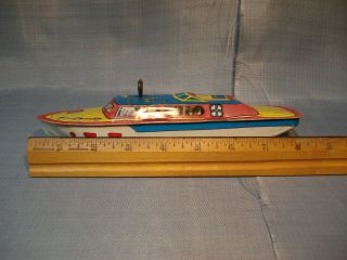 Vintage J.  Chein Windup Tin Toy Speed Boat Mark 1