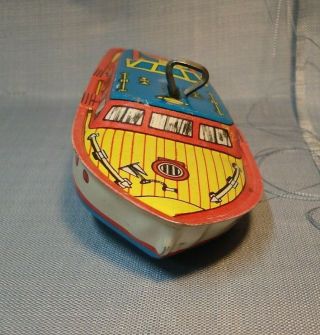 Vintage J.  Chein Windup Tin Toy Speed Boat Mark 1 4