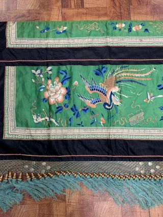Fabulous Antique Chinese Silk Panel With Birds And Embroidery Qing 4