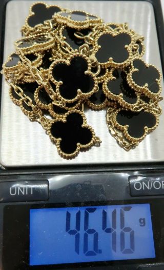 Van Cleef & Arpels Vintage Alhambra Black Onyx Necklace 20Motif,  18K Yellow Gold 10