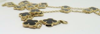 Van Cleef & Arpels Vintage Alhambra Black Onyx Necklace 20Motif,  18K Yellow Gold 5