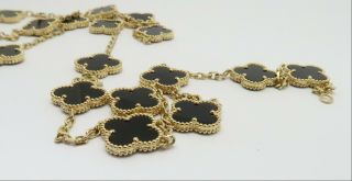 Van Cleef & Arpels Vintage Alhambra Black Onyx Necklace 20Motif,  18K Yellow Gold 7