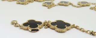 Van Cleef & Arpels Vintage Alhambra Black Onyx Necklace 20Motif,  18K Yellow Gold 9