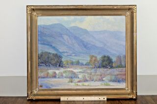 Antique Western Landscape Painting Signed Minnie Tingle (1874 - 1926) La Listed