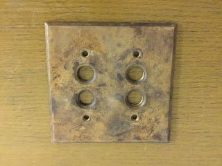 Antique Vintage 2 Gang 4 Hole Brass Push Button Light Switch Plate 3 Available