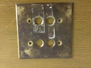 ANTIQUE VINTAGE 2 GANG 4 HOLE BRASS PUSH BUTTON LIGHT SWITCH PLATE 3 AVAILABLE 5
