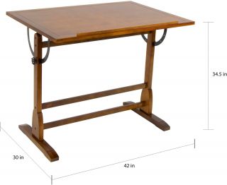 Studio Designs 42 - inch Classic Vintage Oak Wood Drafting Table 5