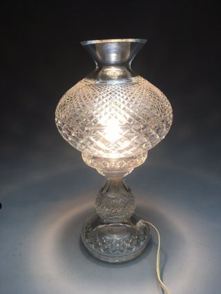 Vintage Waterford Irish Crystal Alana 2 Piece Hurricane Lamp