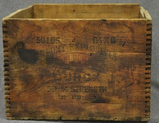 Vtg 50 Lb Du Pont Explosives Dynamite Wood Dovetailed Box Crate Dangerous Icc - 14