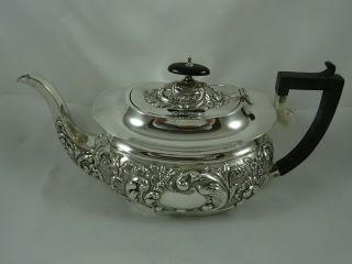 Stunning,  Victorian Solid Silver Tea Pot,  1899,  515gm