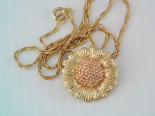 Ma Michael Anthony Solid 14k Rose & Yellow Gold Sunflower Pendant Necklace