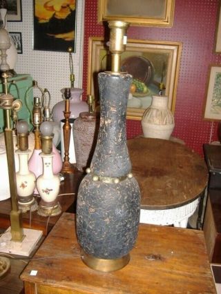 Table Lamp Cork Brass Vintage Retro Mid Century Modern Lynard Septor Culv