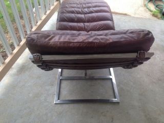 Very,  Very,  Rare Restoration Hardware Leather And Chrome Chaise Lounge 5