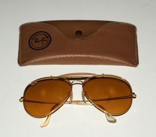 Vintage B&l Ray Ban Ambermatic Aviator Outdoorsman 62mm Sunglasses W/case