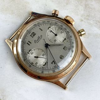 Vintage Breitling Premier Chronograph Wristwatch Ref.  777 Venus 175 37mm 18kt RG 3