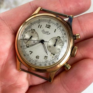 Vintage Breitling Premier Chronograph Wristwatch Ref.  777 Venus 175 37mm 18kt RG 5