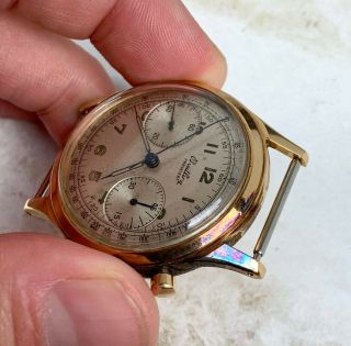 Vintage Breitling Premier Chronograph Wristwatch Ref.  777 Venus 175 37mm 18kt RG 7