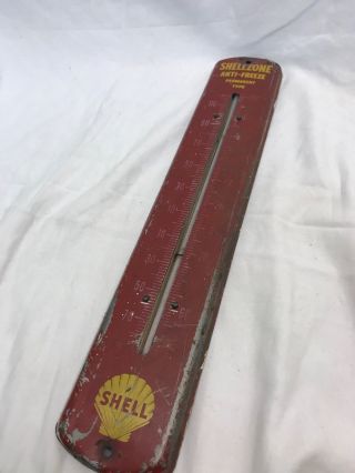 Antique Shell Oil Gas Station Thermometer Sign Vintage 1940’s 2