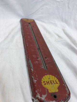 Antique Shell Oil Gas Station Thermometer Sign Vintage 1940’s 3