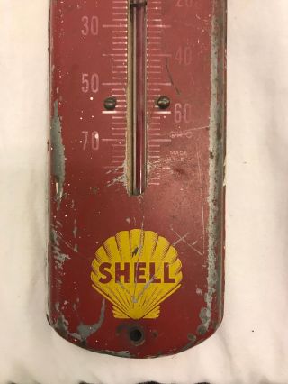 Antique Shell Oil Gas Station Thermometer Sign Vintage 1940’s 8