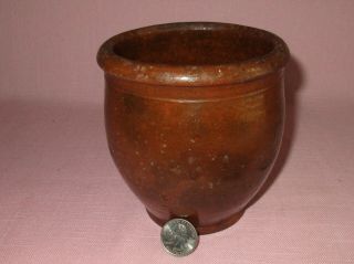 Antique 19th C Stoneware Redware Small England Gonic Crock Jar 4 7/8 "