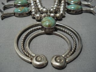 MUSEUM VINTAGE NAVAJO ROYSTON TURQUOISE STERLING SILVER SQUASH BLOSSOM NECKLACE 2