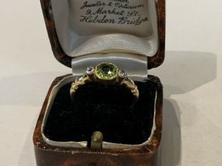 Stunning Art Deco 1920s Peridot & Diamond 18ct Gold Suffragette Ring 3