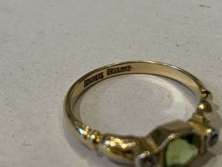 Stunning Art Deco 1920s Peridot & Diamond 18ct Gold Suffragette Ring 5