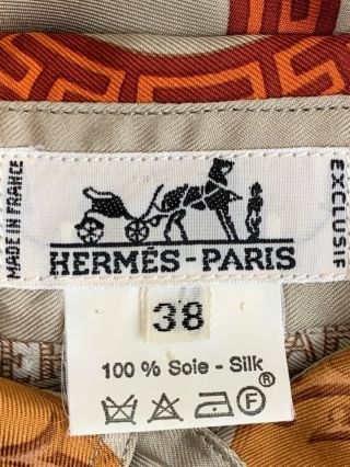 Authentic Hermes Vintage Long Sleeve Shirt Blouse Silk Size 38 Us 6