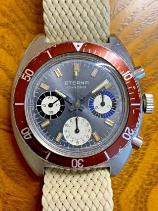 Eterna Chrono Vintage Chronograph Valjoux 72 Minute Hour Bezel