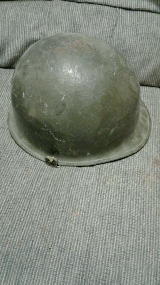 Ww 2 Wwii Us Army M1 Helmet W/ Fixed Bale And Liner Chin Strap