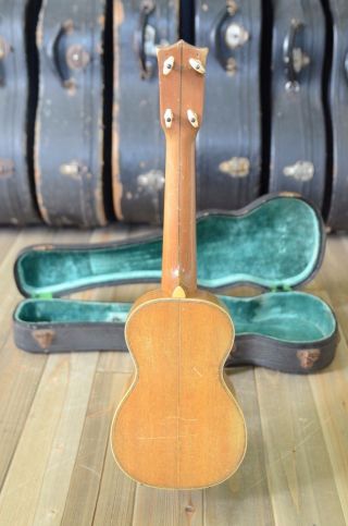 Vintage 1928 Washburn 5319 Deluxe pearl inlay soprano Koa ukulele & Geib Case 3