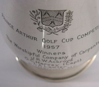 RARE SOLID SILVER PINT TANKARD COMPANY of CARPENTERS GOLF BARWARE 302g 1957 5