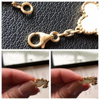 100 AUTH Van Cleef & Arpels VCA Vintage Alhambra 18K Yellow Gold MOP Bracelet 11