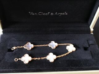 100 AUTH Van Cleef & Arpels VCA Vintage Alhambra 18K Yellow Gold MOP Bracelet 3