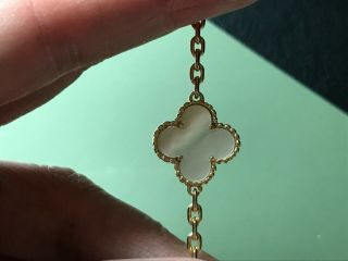 100 AUTH Van Cleef & Arpels VCA Vintage Alhambra 18K Yellow Gold MOP Bracelet 9