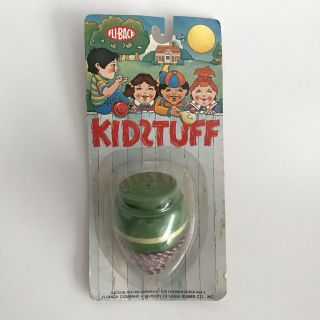 Vintage Spinning Top Green Nos Spin Wood Nip Toy