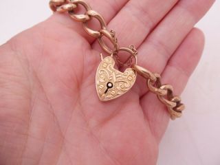 9ct Rose Gold Padlock Clasp Bracelet,  Heavy Victorian 18k 750 15.  7 Grams