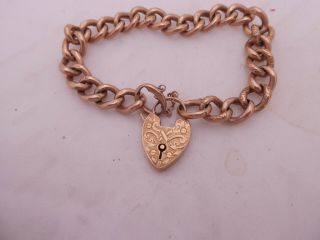9ct rose gold padlock clasp bracelet,  heavy Victorian 18k 750 15.  7 grams 2